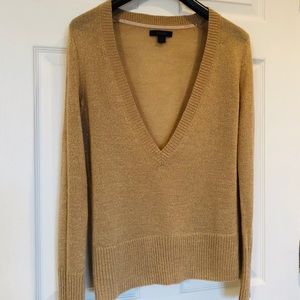 Gold Metallic Light Sweater NWOT